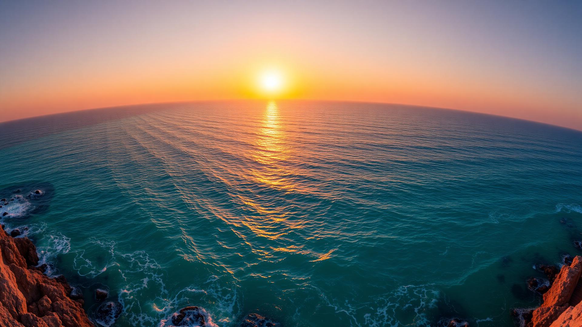 Mediterrane Steilküste im Sonnenuntergang